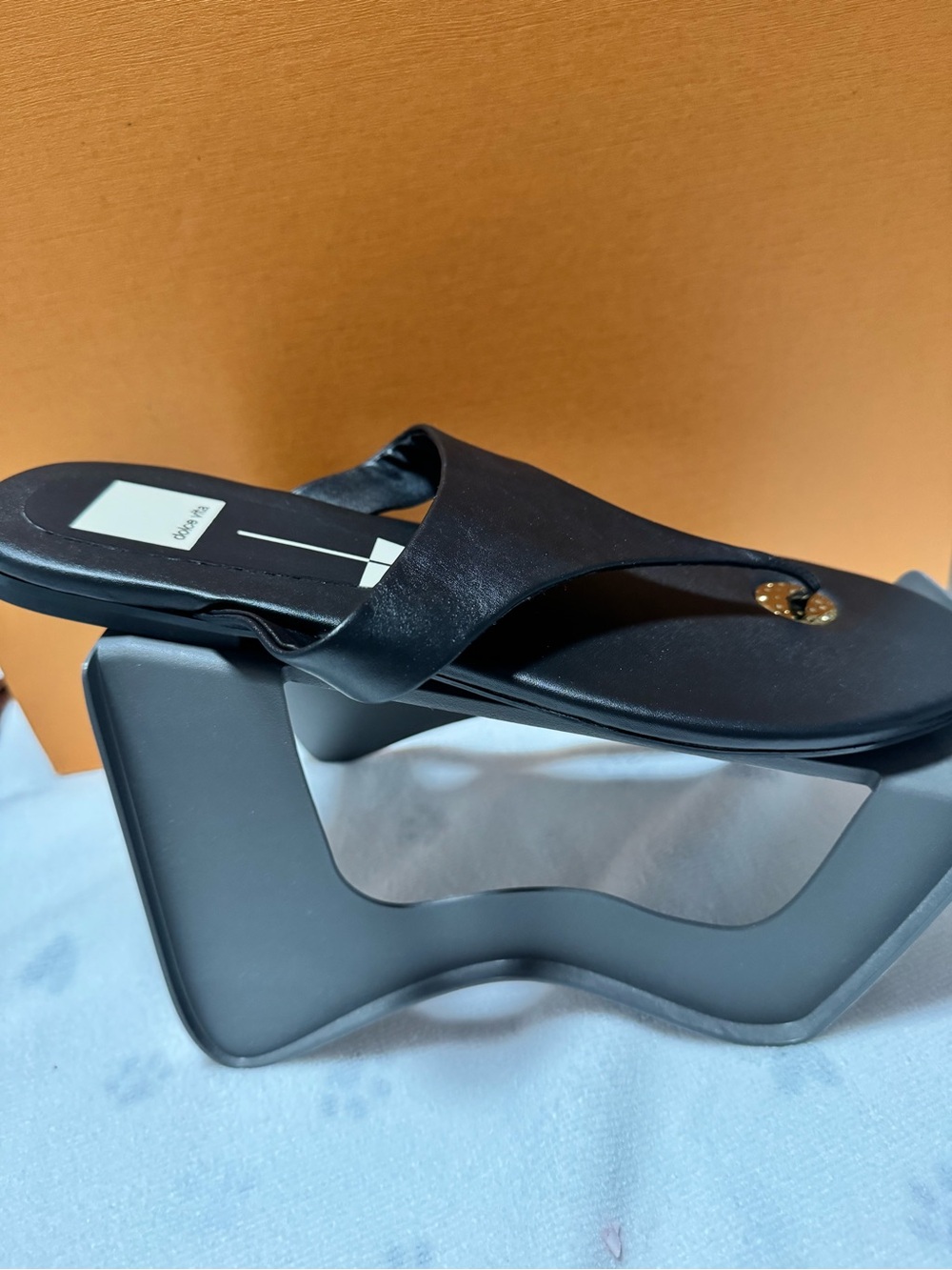Dolce Vita Black Thong Sandal with Gold Accent